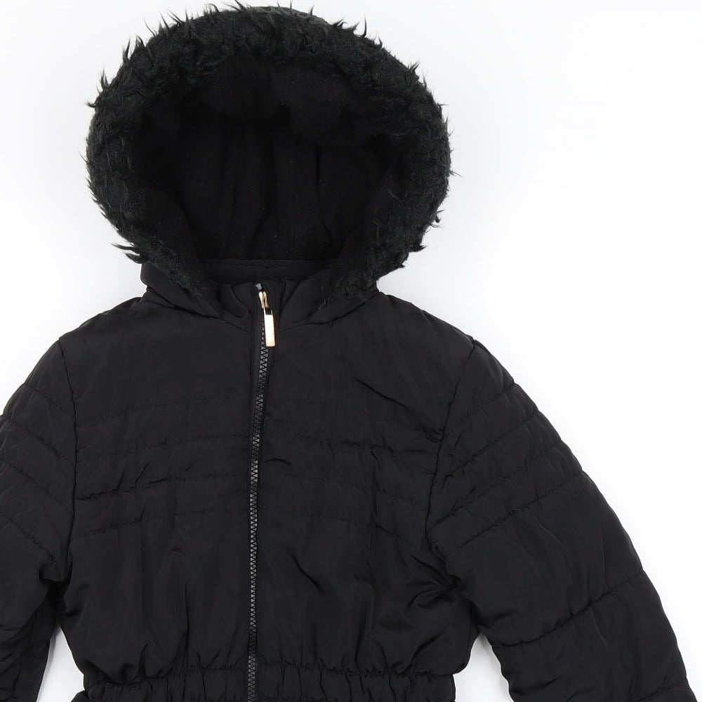 George Girls Black   Parka Coat Size 9-10 Years