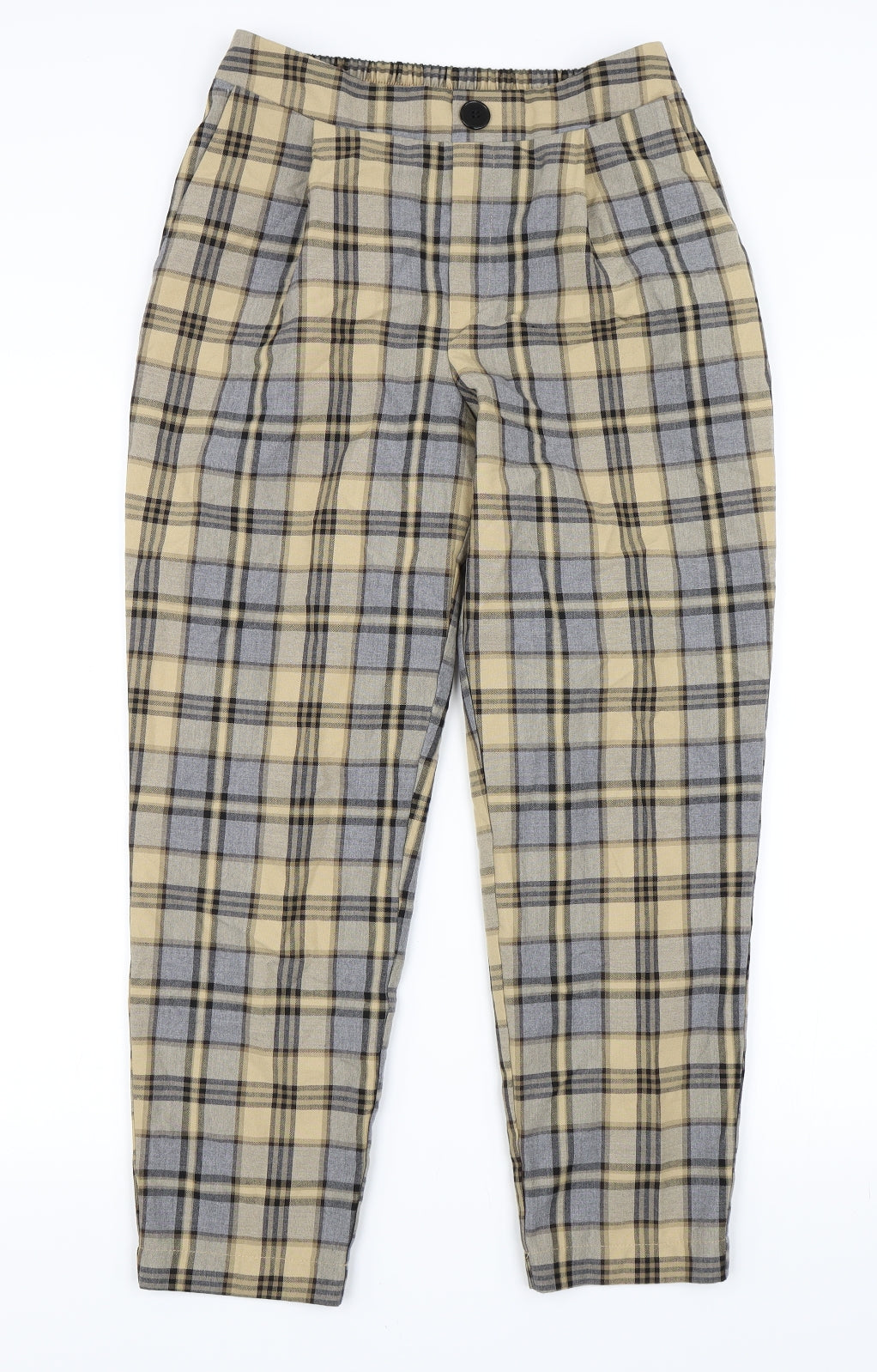 Primark Womens Yellow Check  Trousers  Size 10 L26 in