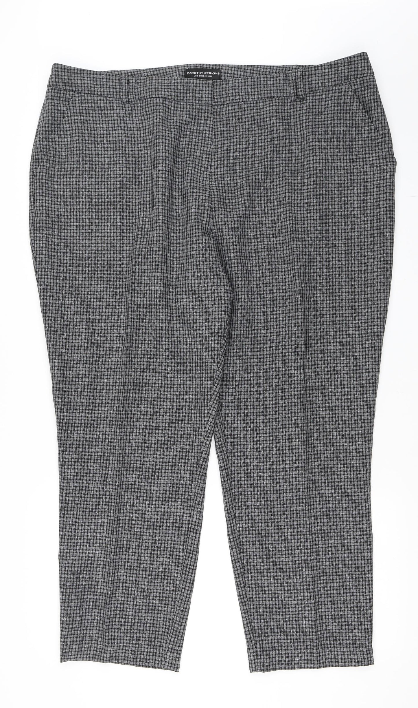 Dorothy Perkins Womens Grey Check  Trousers  Size 20 L27 in