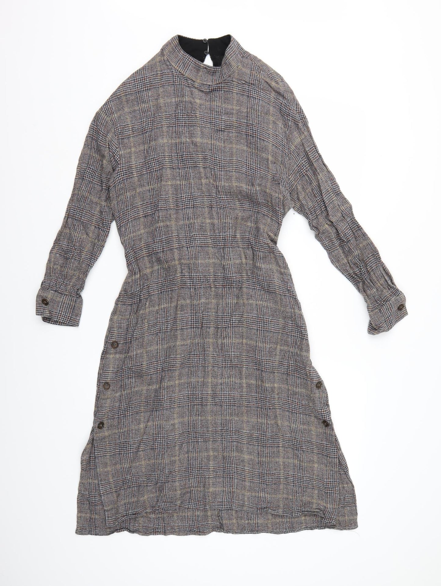 Zara Womens Grey Check  A-Line  Size M