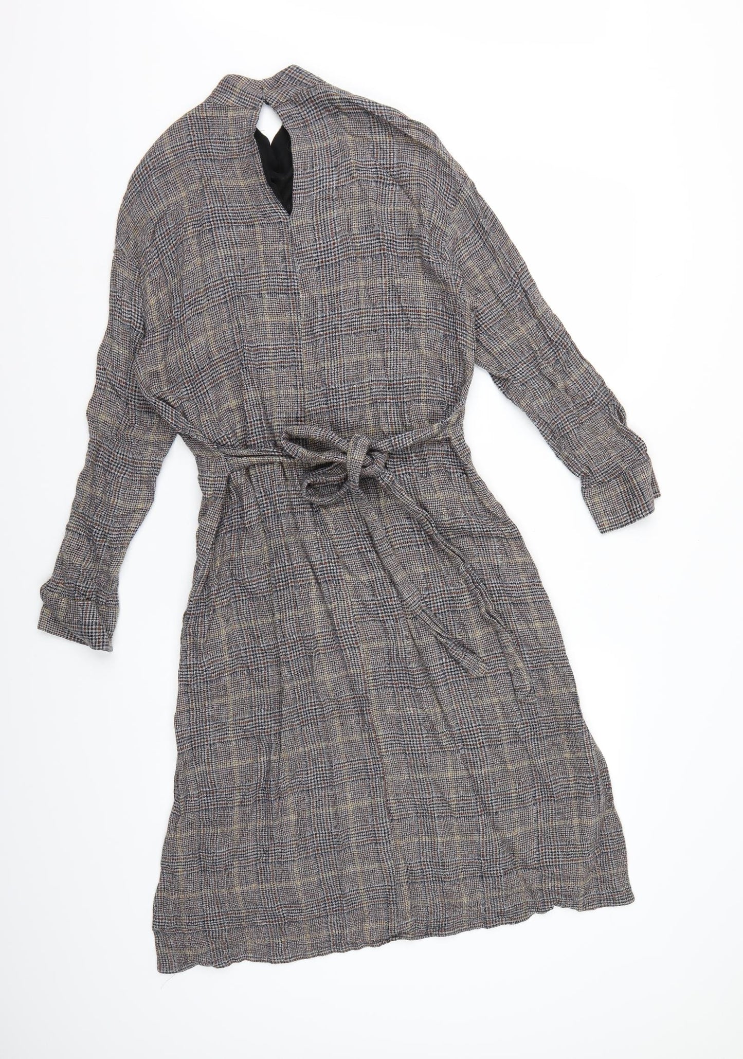 Zara Womens Grey Check  A-Line  Size M