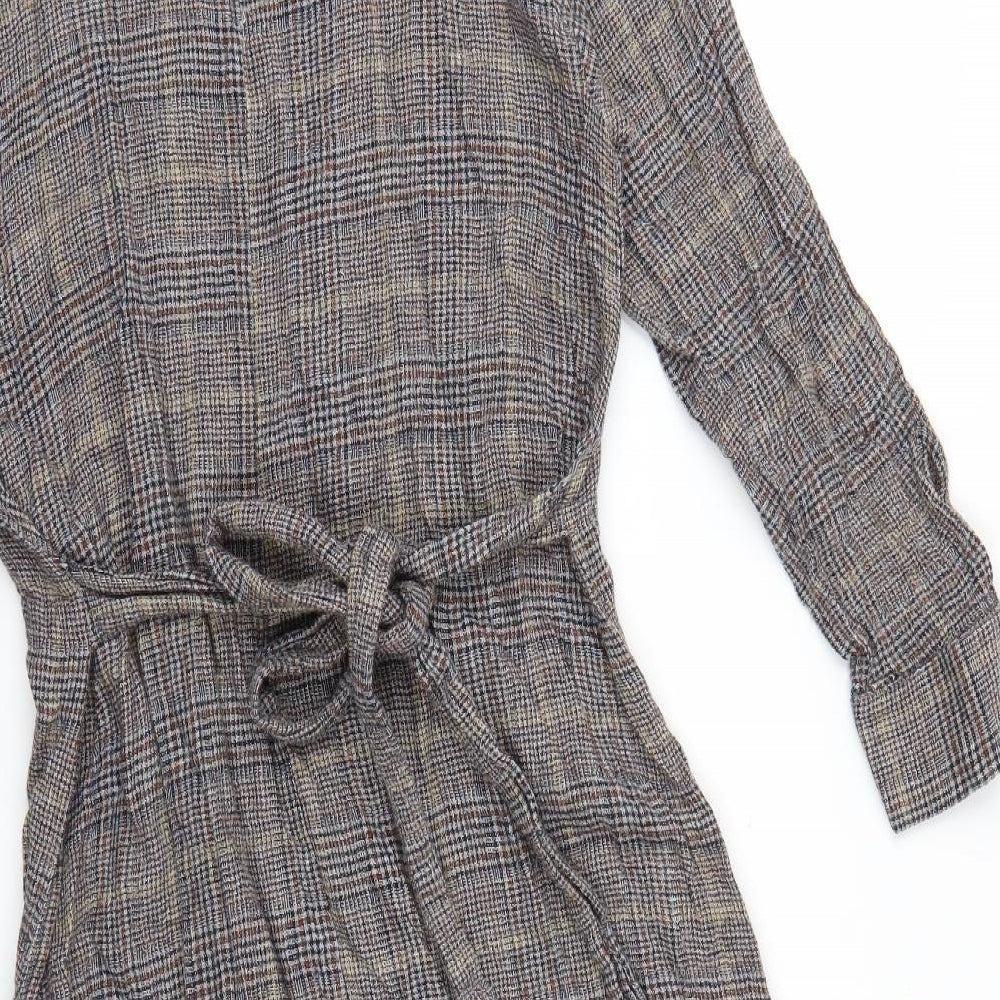 Zara Womens Grey Check  A-Line  Size M