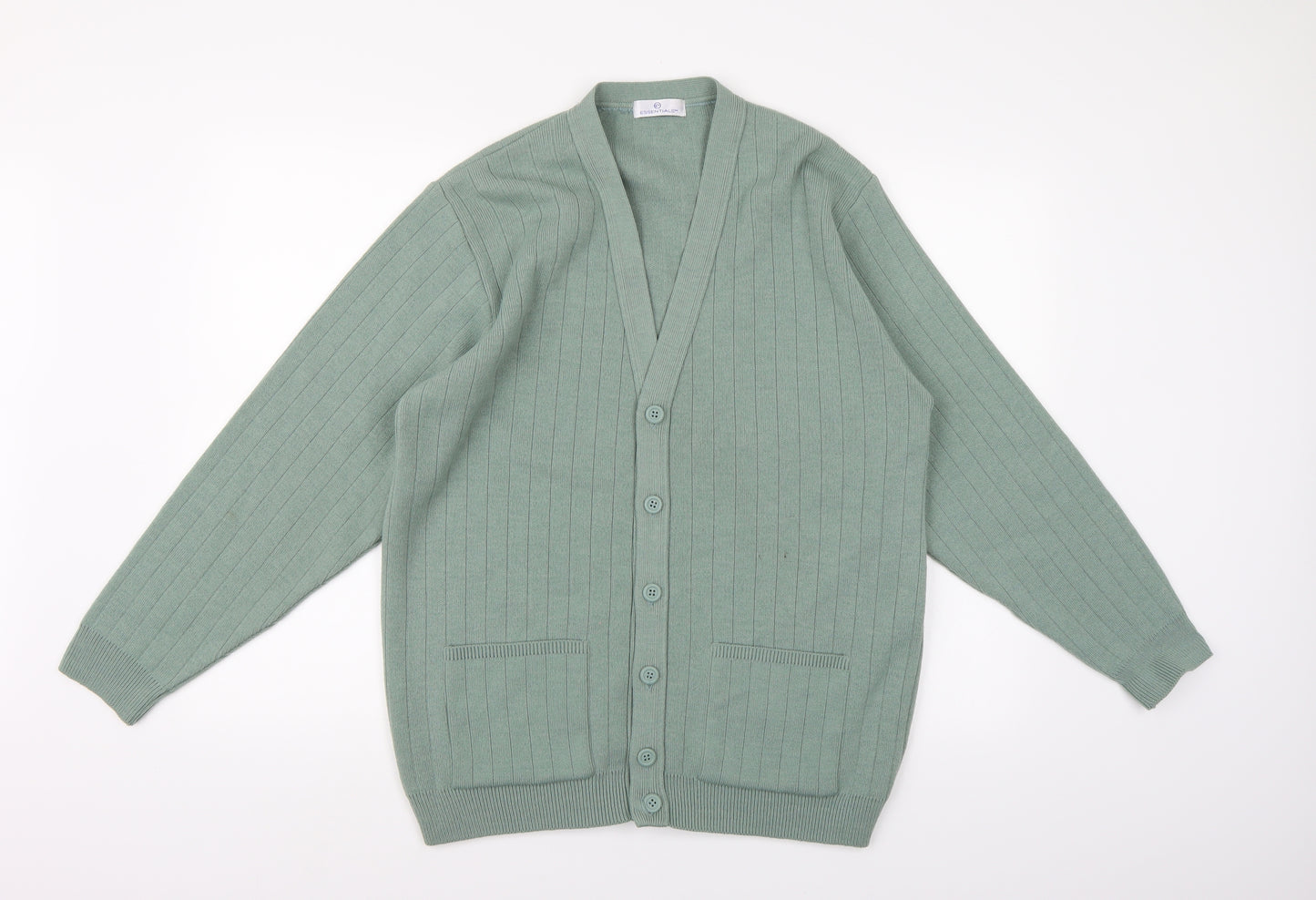 Essentials Mens Green  Knit Cardigan Jumper Size S