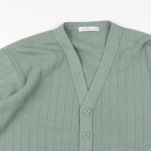 Essentials Mens Green  Knit Cardigan Jumper Size S