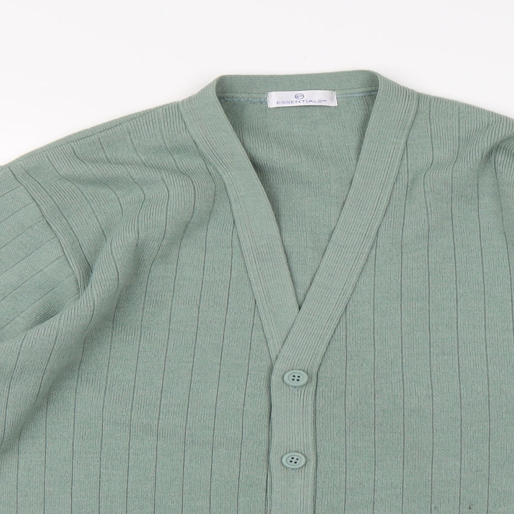 Essentials Mens Green  Knit Cardigan Jumper Size S