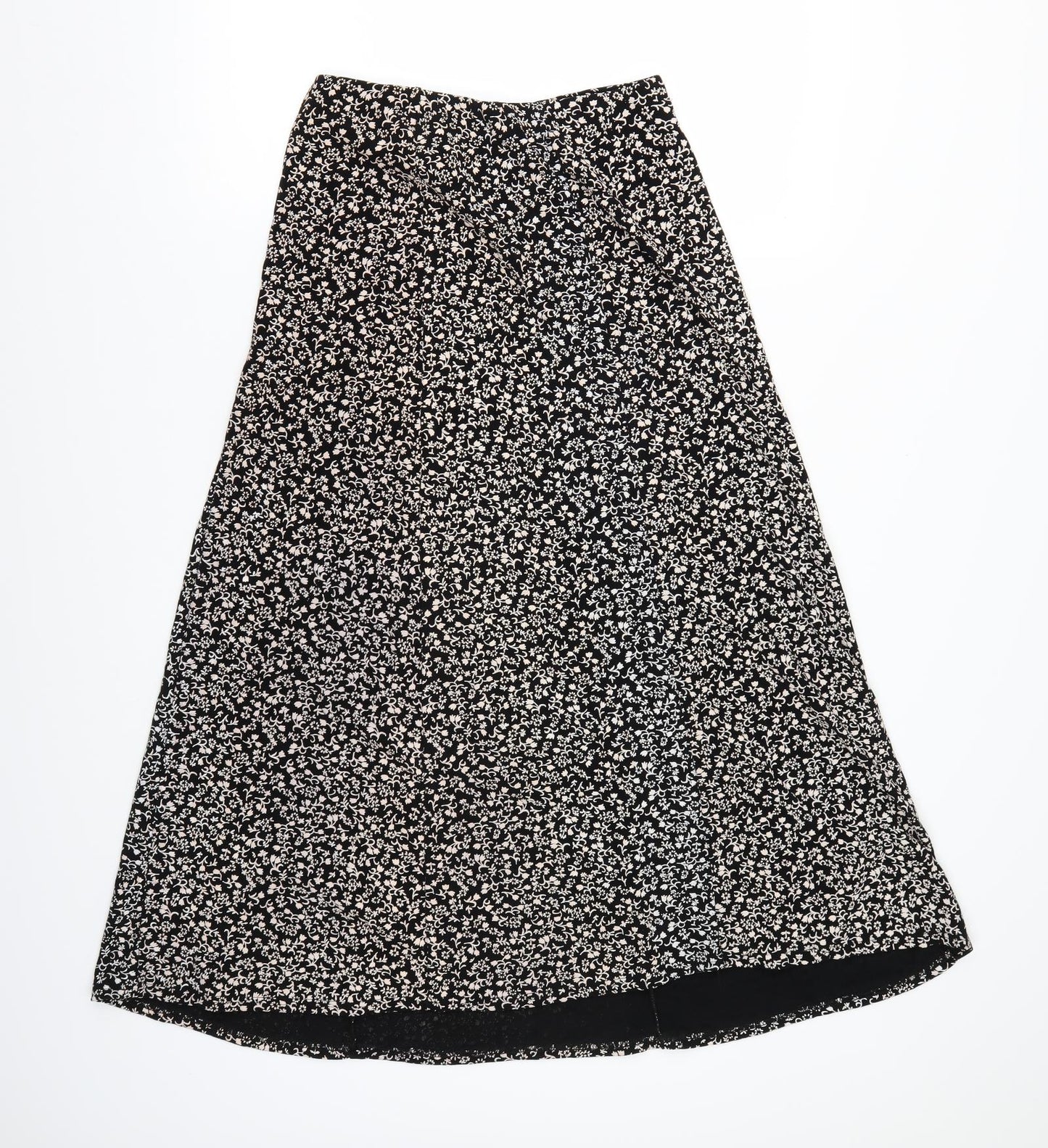 Preworn Womens Black Floral  Swing Skirt