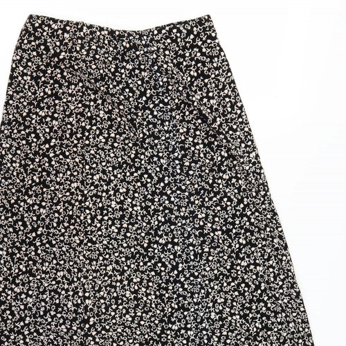 Preworn Womens Black Floral  Swing Skirt