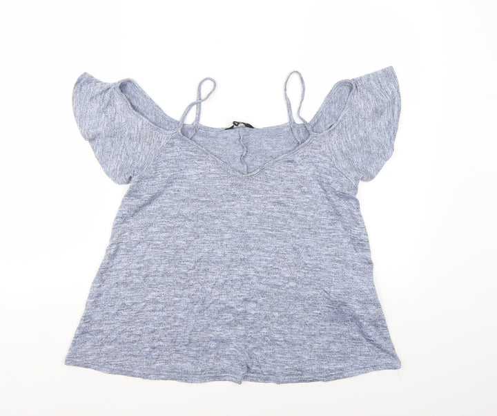 New Look Womens Blue Knit Basic T-Shirt Size 10