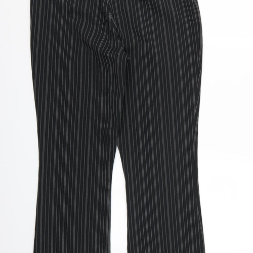 Preworn Womens Black Striped Rayon Trousers  Size 12 L30 in