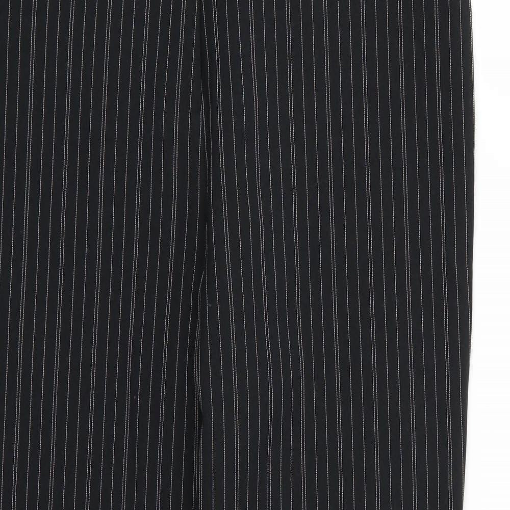 Preworn Womens Black Striped Rayon Trousers  Size 12 L30 in