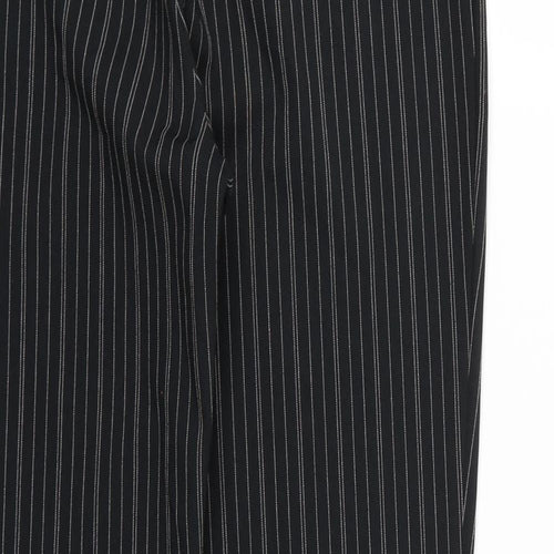 Preworn Womens Black Striped Rayon Trousers  Size 12 L30 in