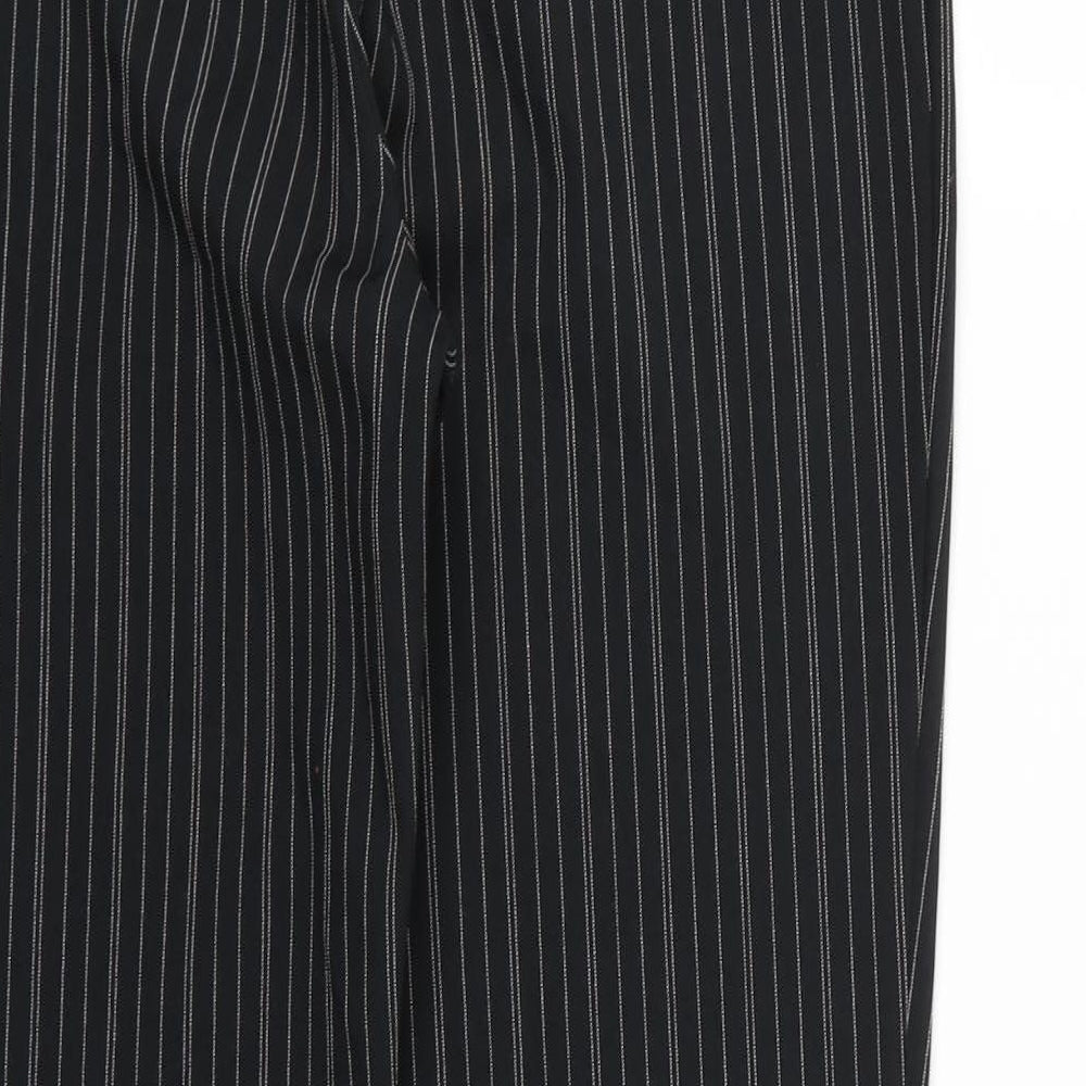 Preworn Womens Black Striped Rayon Trousers  Size 12 L30 in