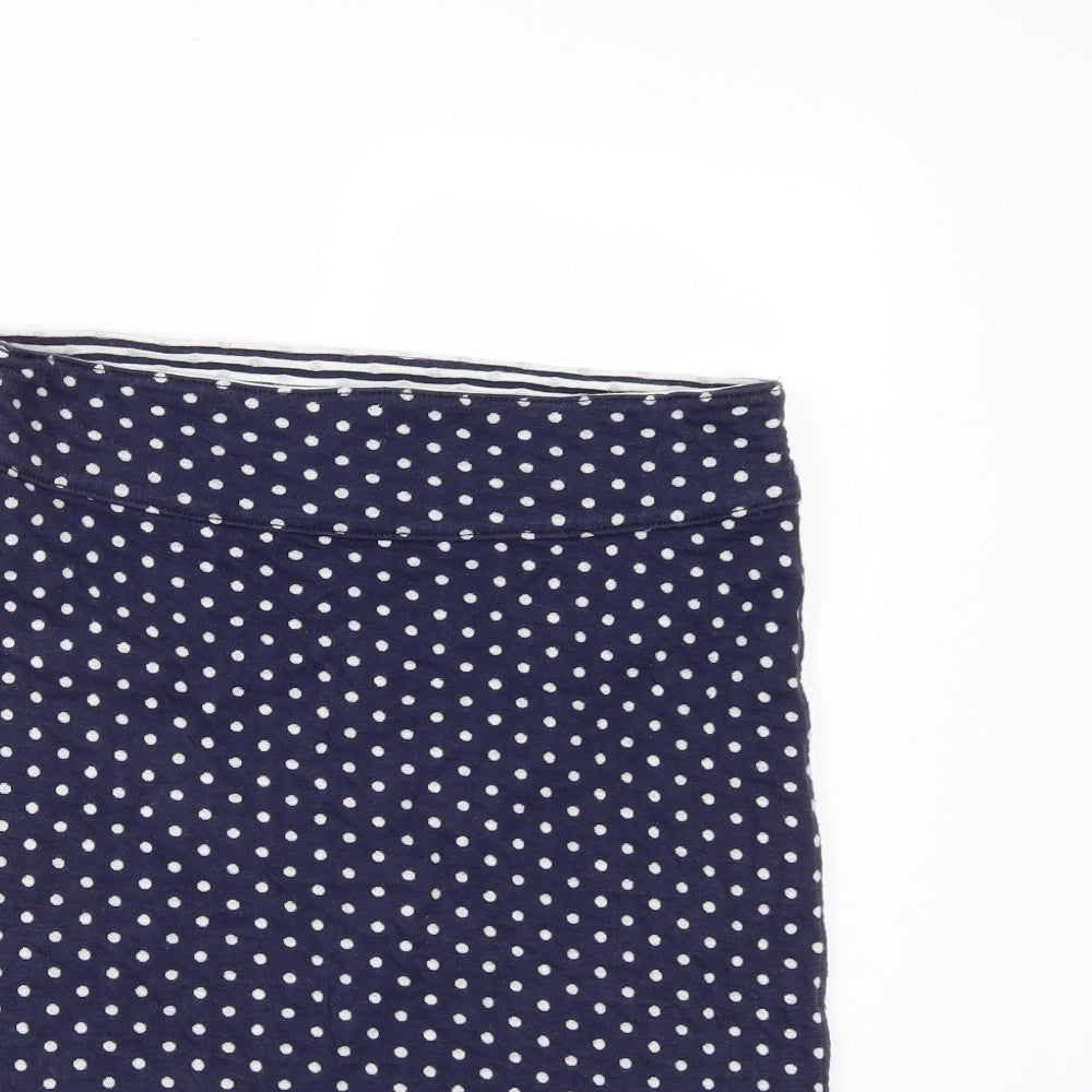 Preworn Womens Blue Polka Dot  A-Line Skirt