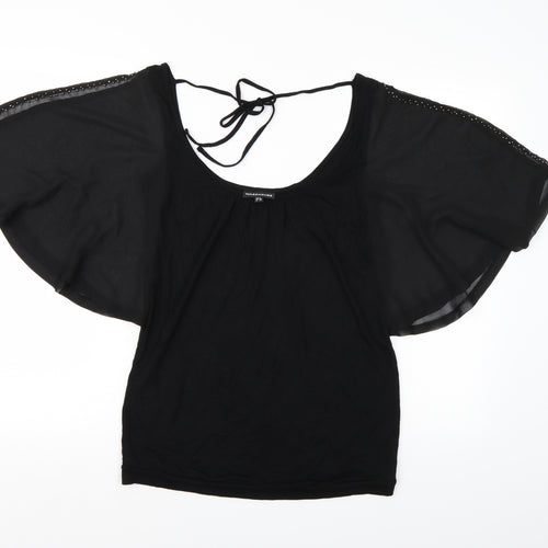 Warehouse Womens Black   Basic Blouse Size 8  - Batwing