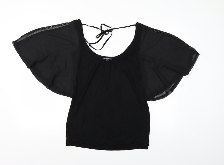 Warehouse Womens Black Basic Blouse Size 8 - Batwing