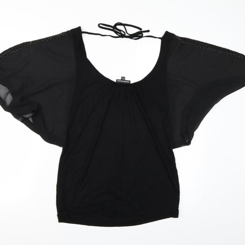 Warehouse Womens Black   Basic Blouse Size 8  - Batwing