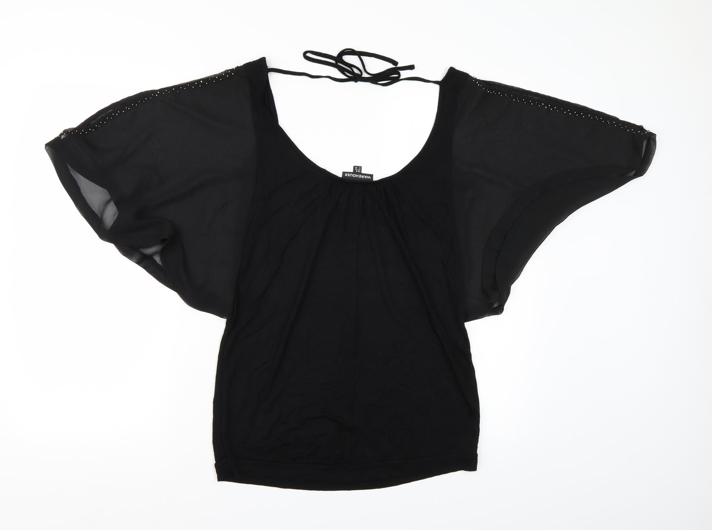 Warehouse Womens Black   Basic Blouse Size 8  - Batwing