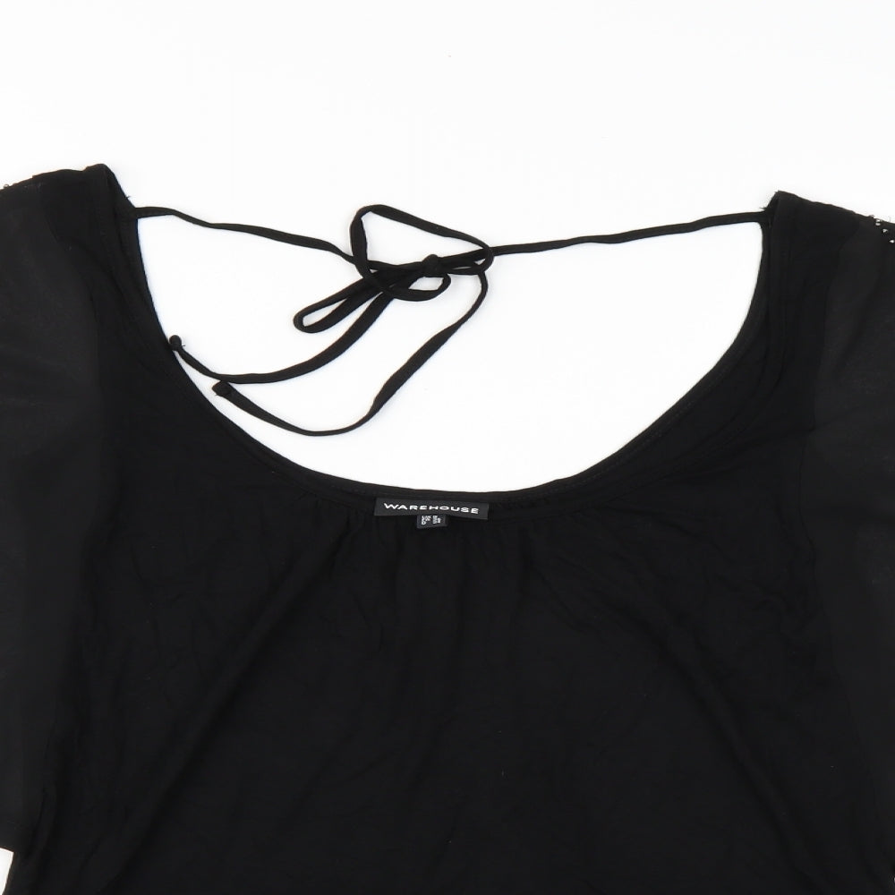 Warehouse Womens Black   Basic Blouse Size 8  - Batwing