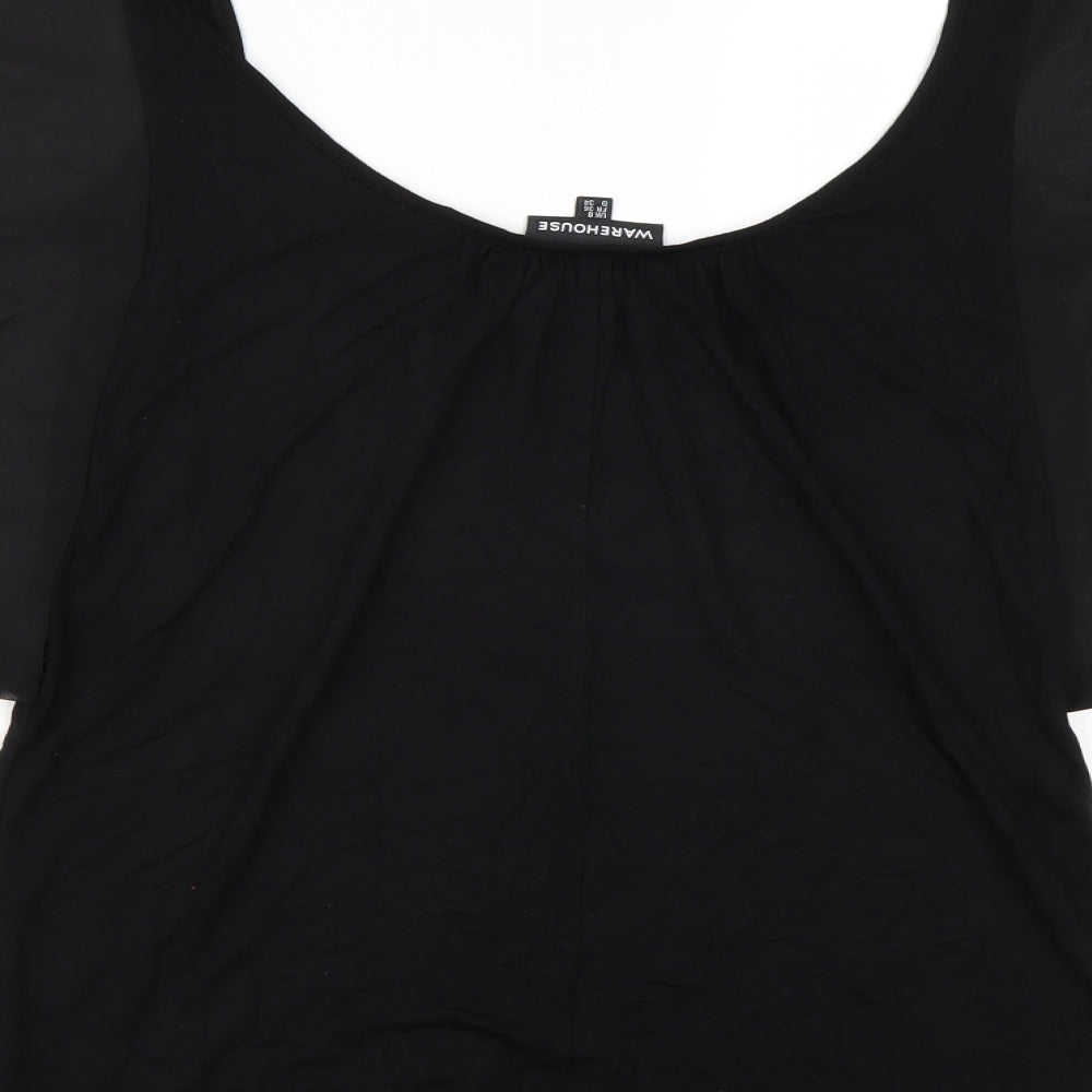 Warehouse Womens Black   Basic Blouse Size 8  - Batwing