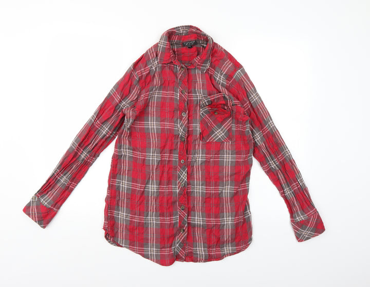 Topshop Womens Pink Check  Basic Button-Up Size 8