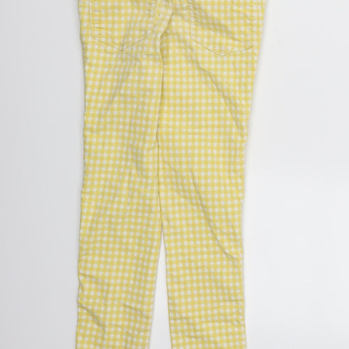 NEXT Girls Yellow Check Denim Skinny Jeans Size 9 Years