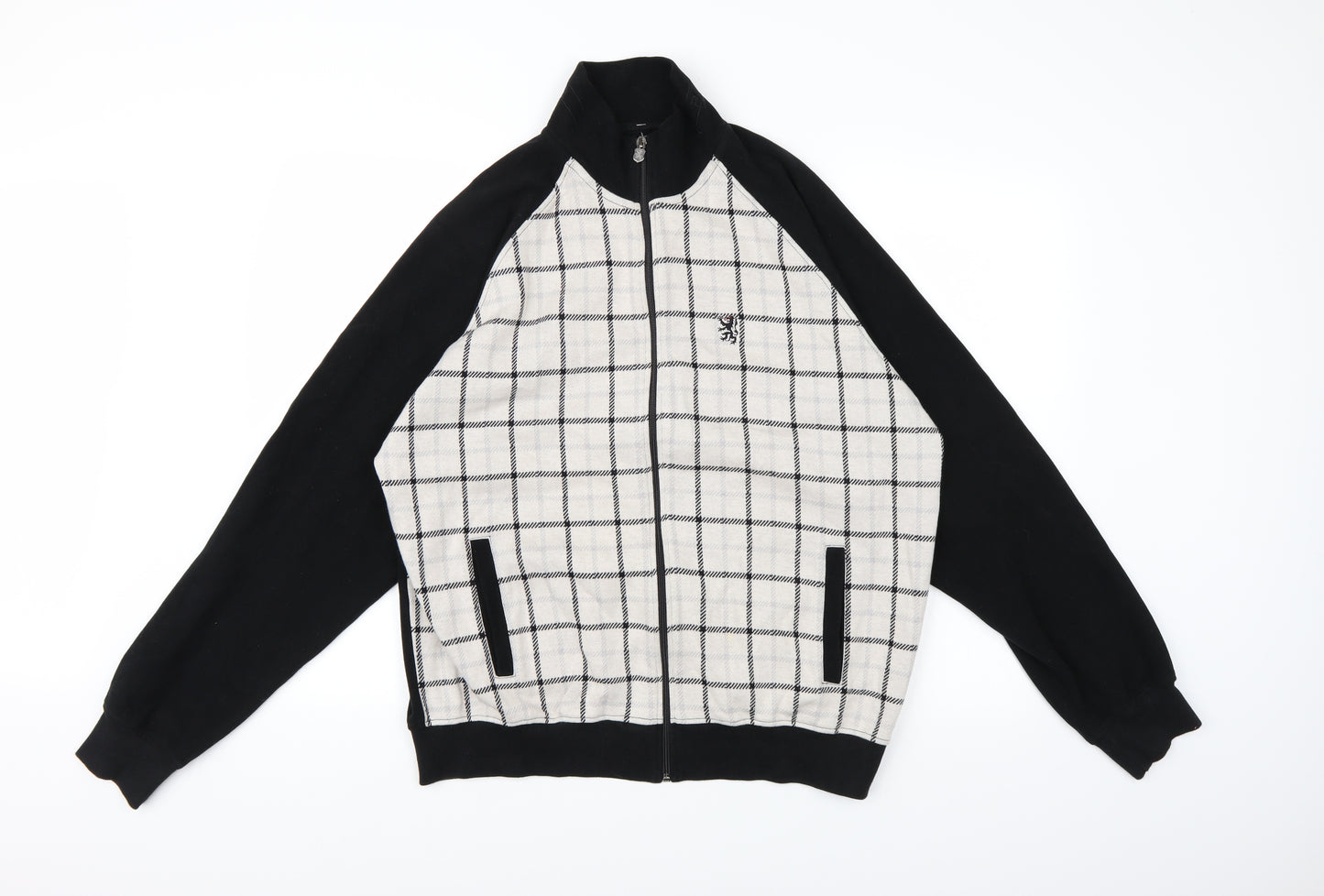 Lambretta Mens Multicoloured Check Jersey Full Zip Sweatshirt Size XL