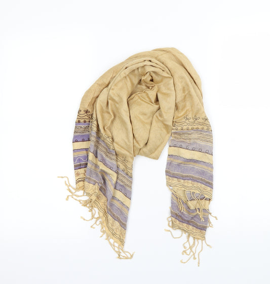 Front view of Preworn unisex beige geometric scarf