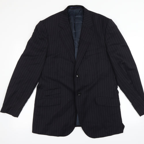 Preworn Mens Black Striped  Jacket Blazer Size L