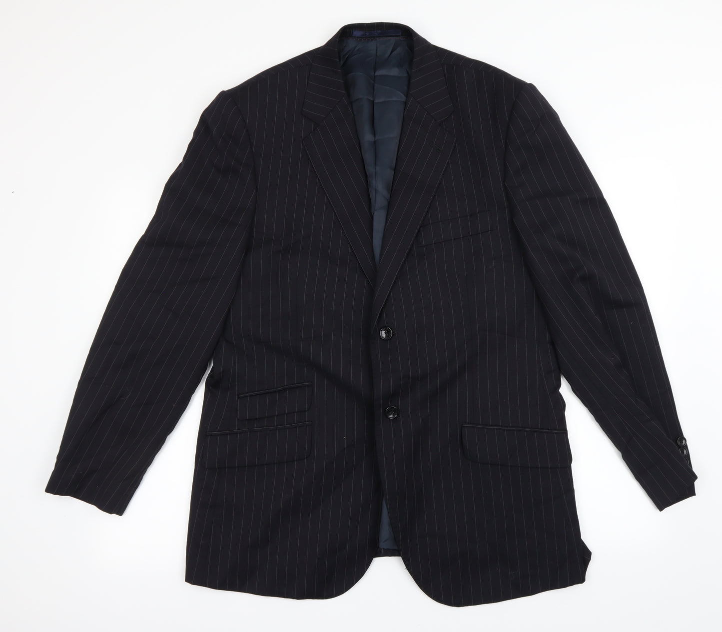 Preworn Mens Black Striped  Jacket Blazer Size L