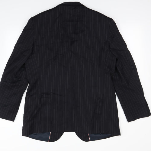 Preworn Mens Black Striped  Jacket Blazer Size L