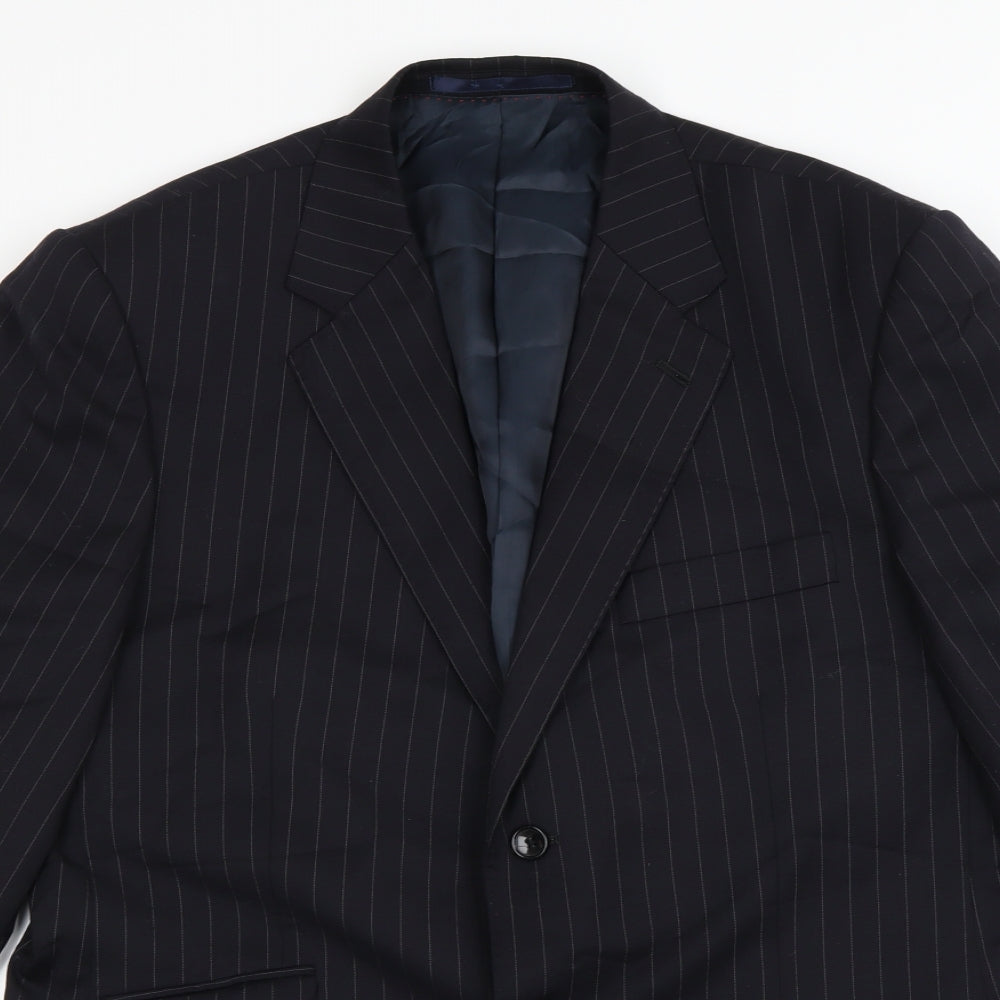 Preworn Mens Black Striped  Jacket Blazer Size L