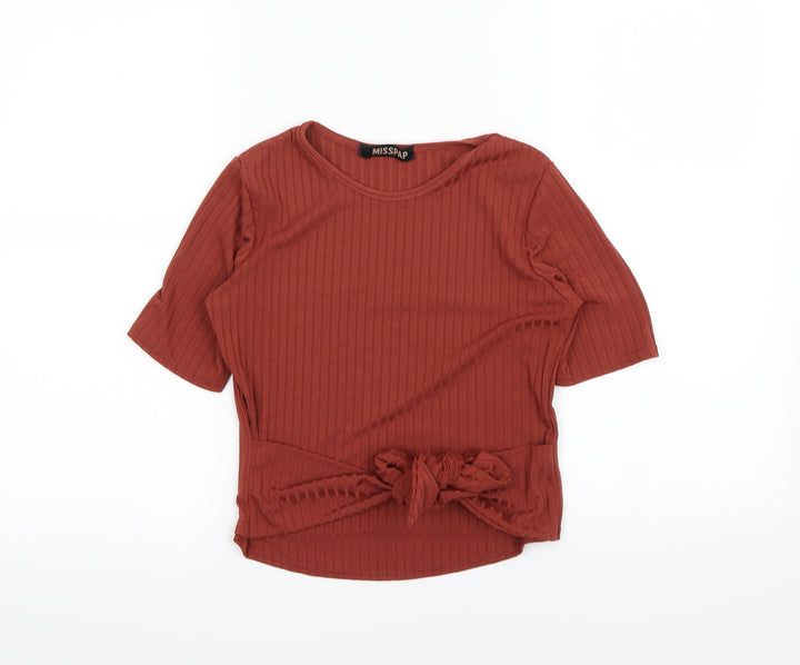 Misspap Womens Brown   Basic T-Shirt Size 10