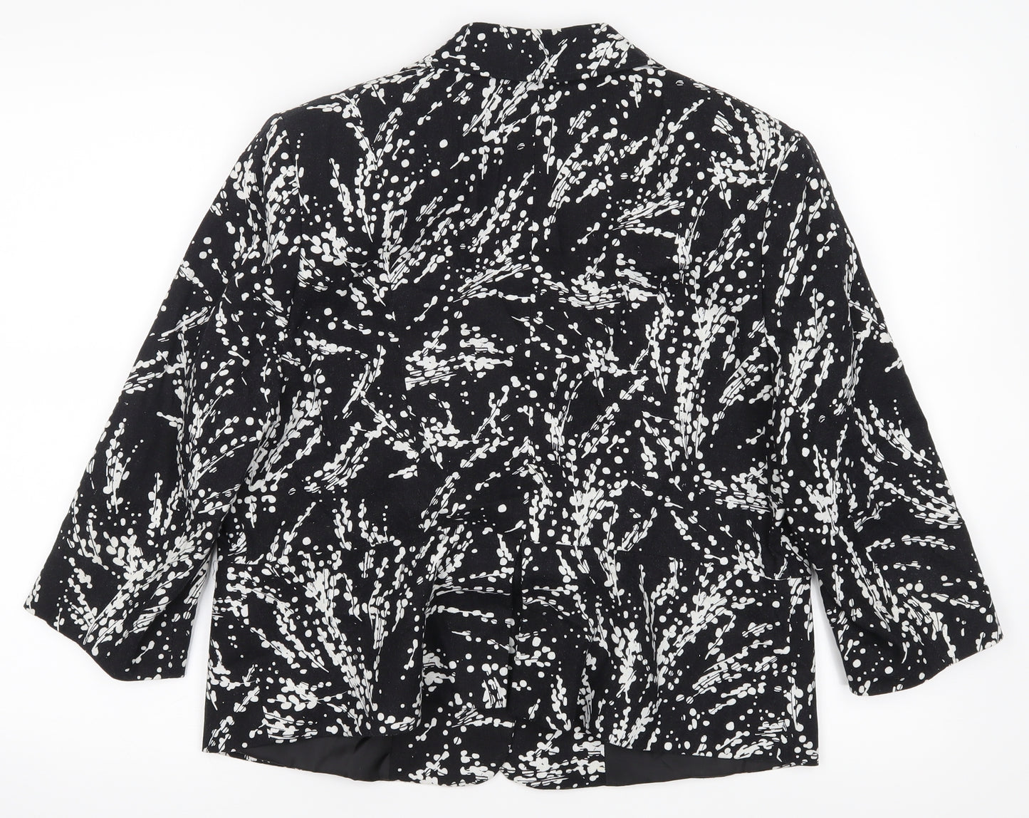 petite Womens Black Floral  Cropped Blouse Size 16