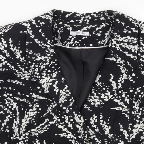 petite Womens Black Floral  Cropped Blouse Size 16
