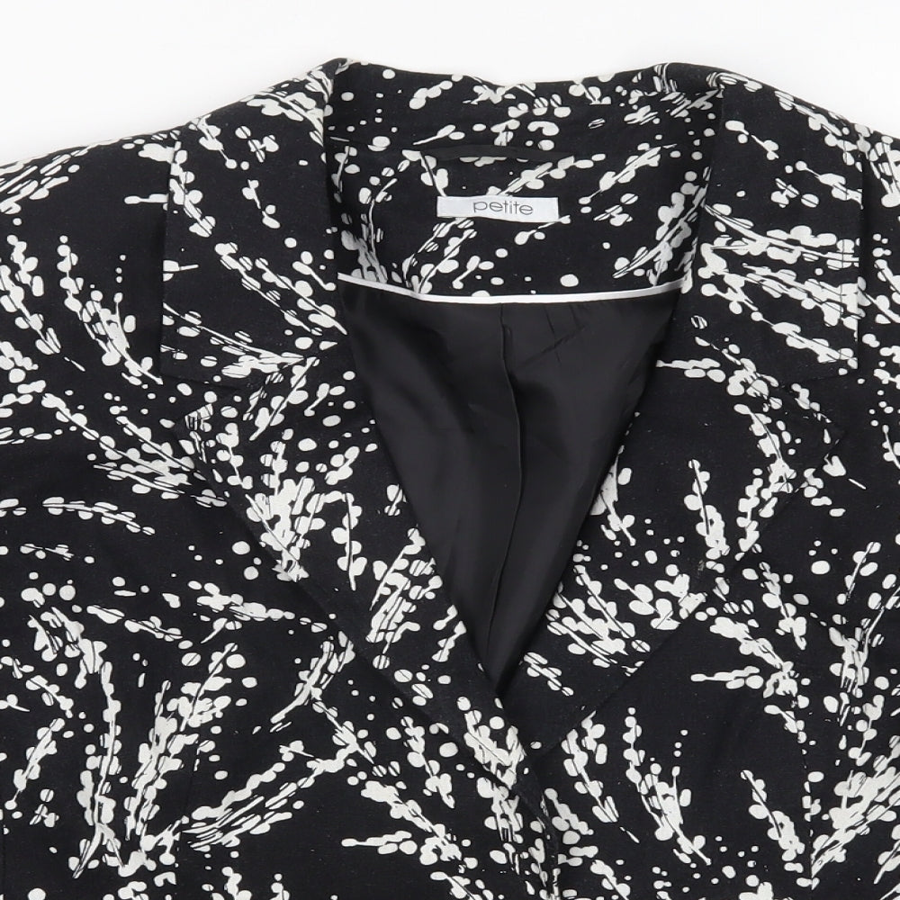 petite Womens Black Floral  Cropped Blouse Size 16