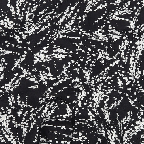 petite Womens Black Floral  Cropped Blouse Size 16