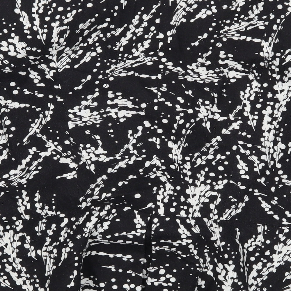petite Womens Black Floral  Cropped Blouse Size 16