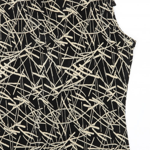 Le Bon Marché Womens Black Geometric  Basic Button-Up Size 14