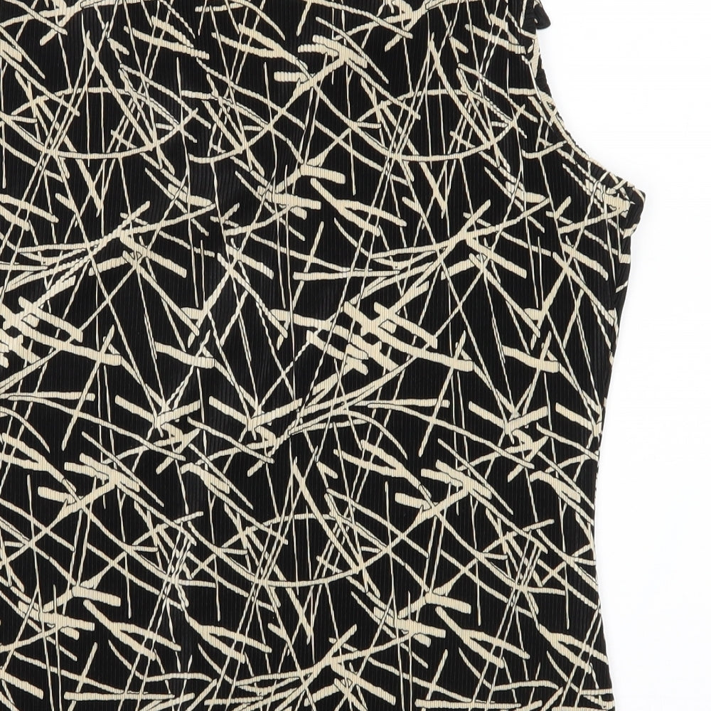 Le Bon Marché Womens Black Geometric  Basic Button-Up Size 14