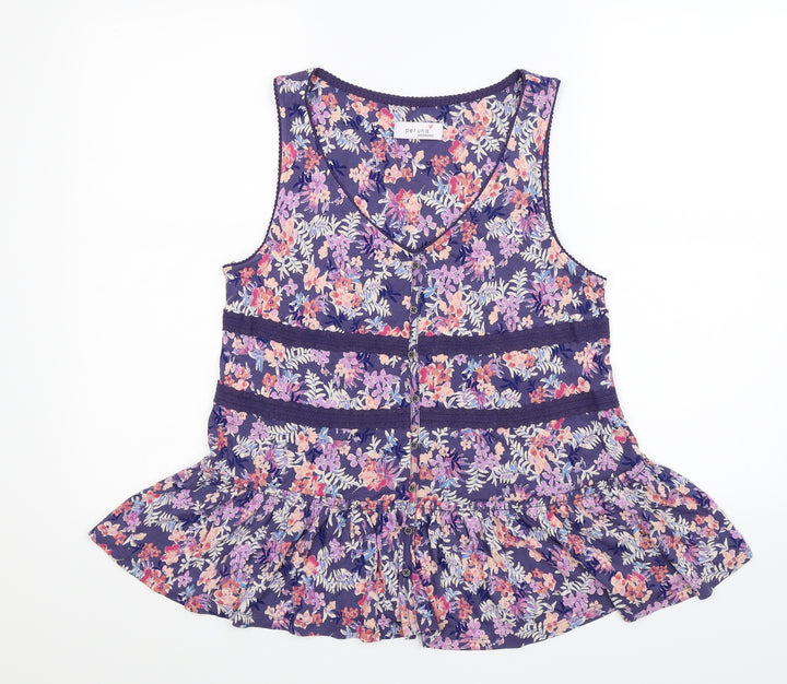 Per Una Womens Purple Floral  Basic Tank Size 12