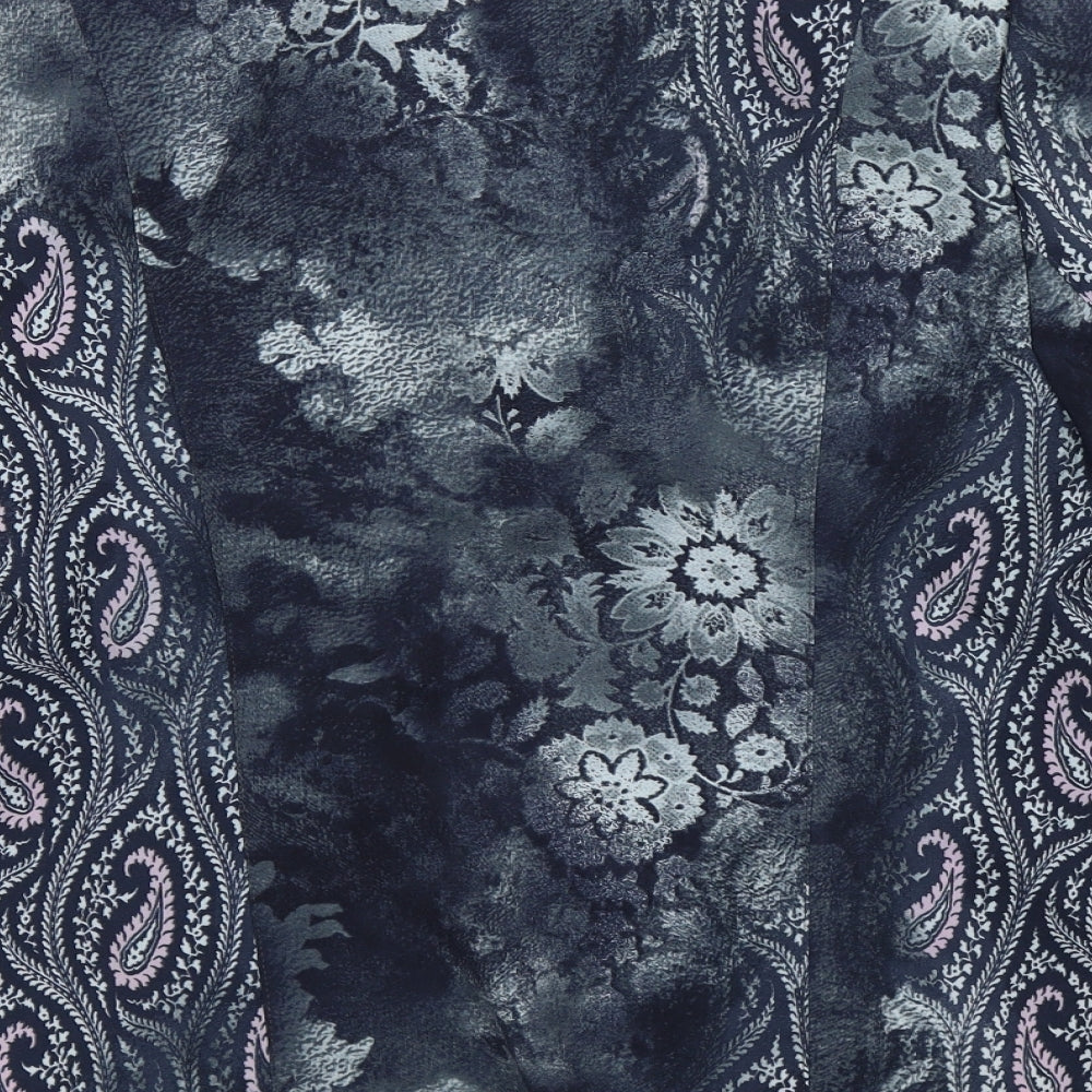Elena Grunert Womens Blue Paisley  Jacket Blazer Size 14