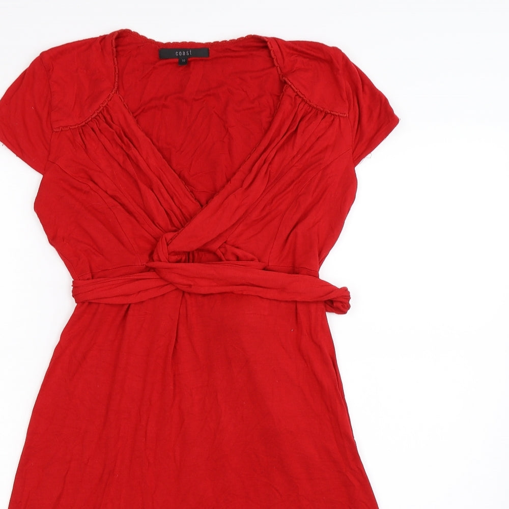 Coast Womens Red  Rayon Wrap Dress  Size 10