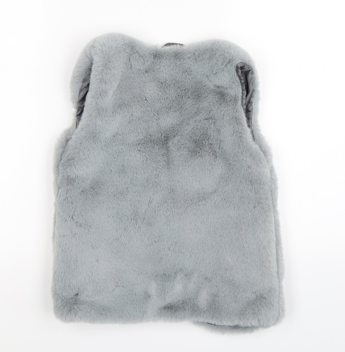 Marks and Spencer Girls Grey  Fleece Gilet Coat Size 7-8 Years  - faux fur