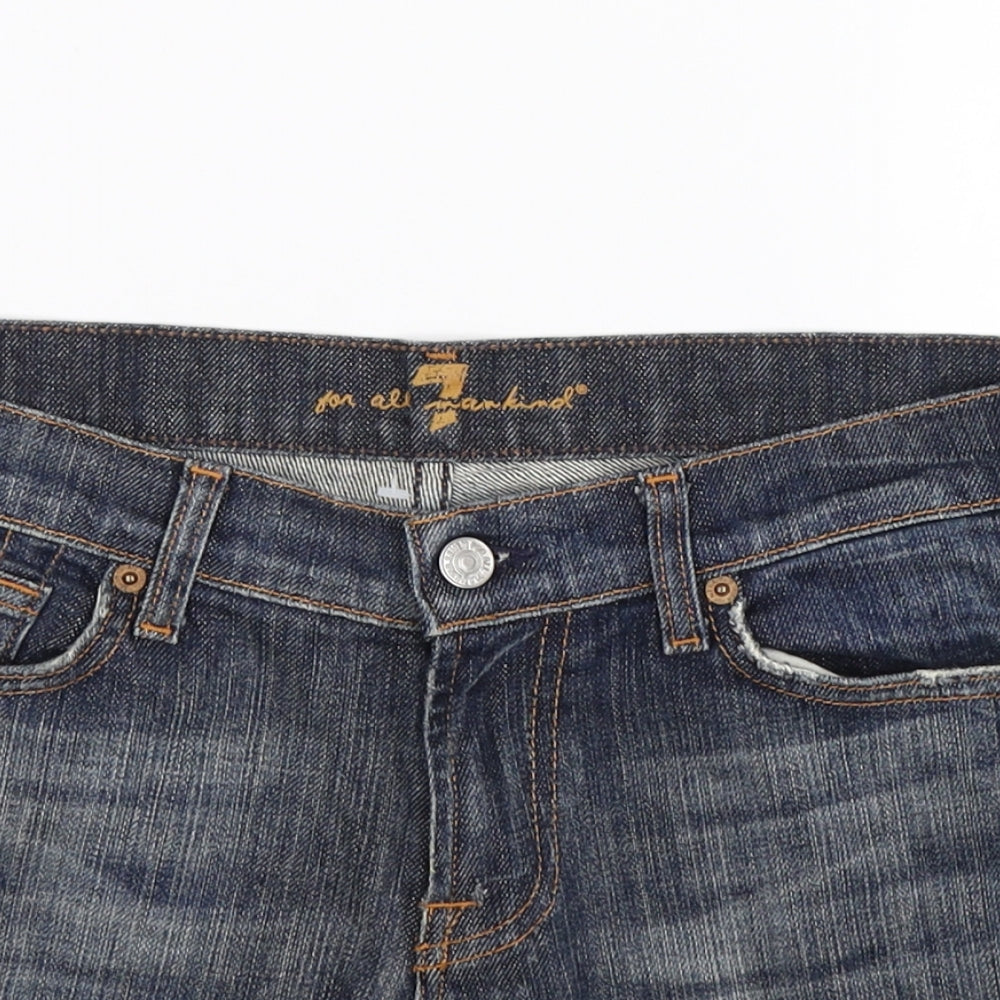 7 For All Mankind Womens Blue  Denim Cut-Off Shorts Size 8