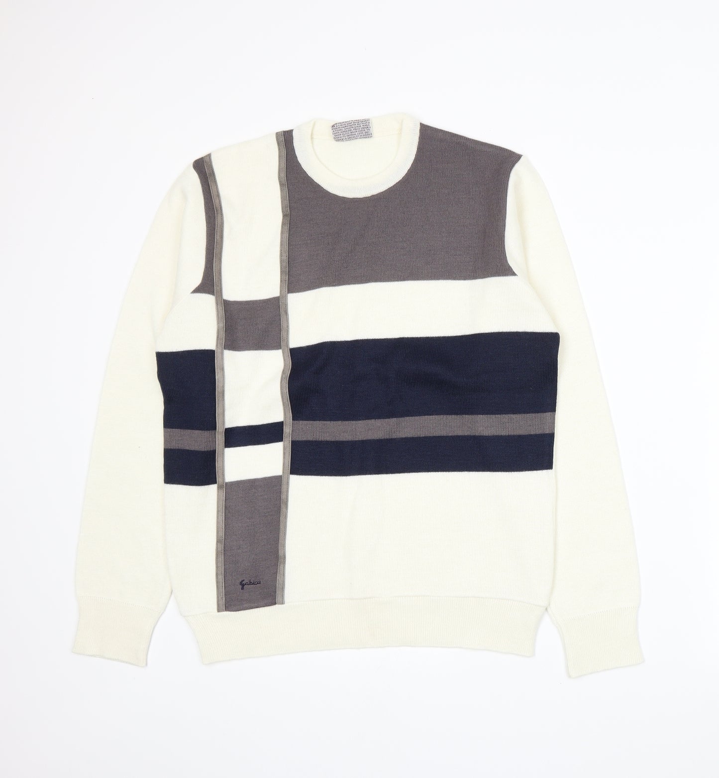 Gabicci Mens Ivory  Knit Pullover Jumper Size M
