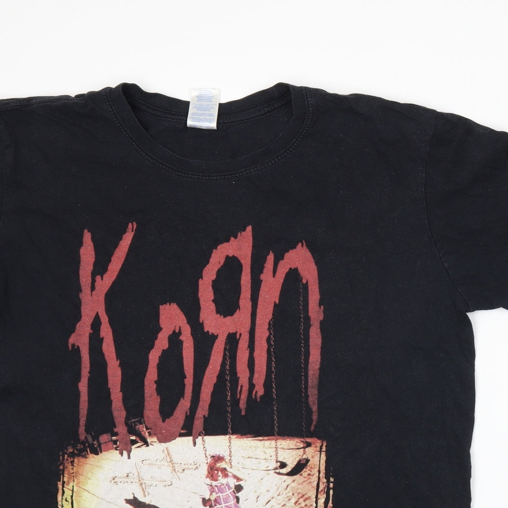 Gildan Mens Black    T-Shirt Size L  - Korn