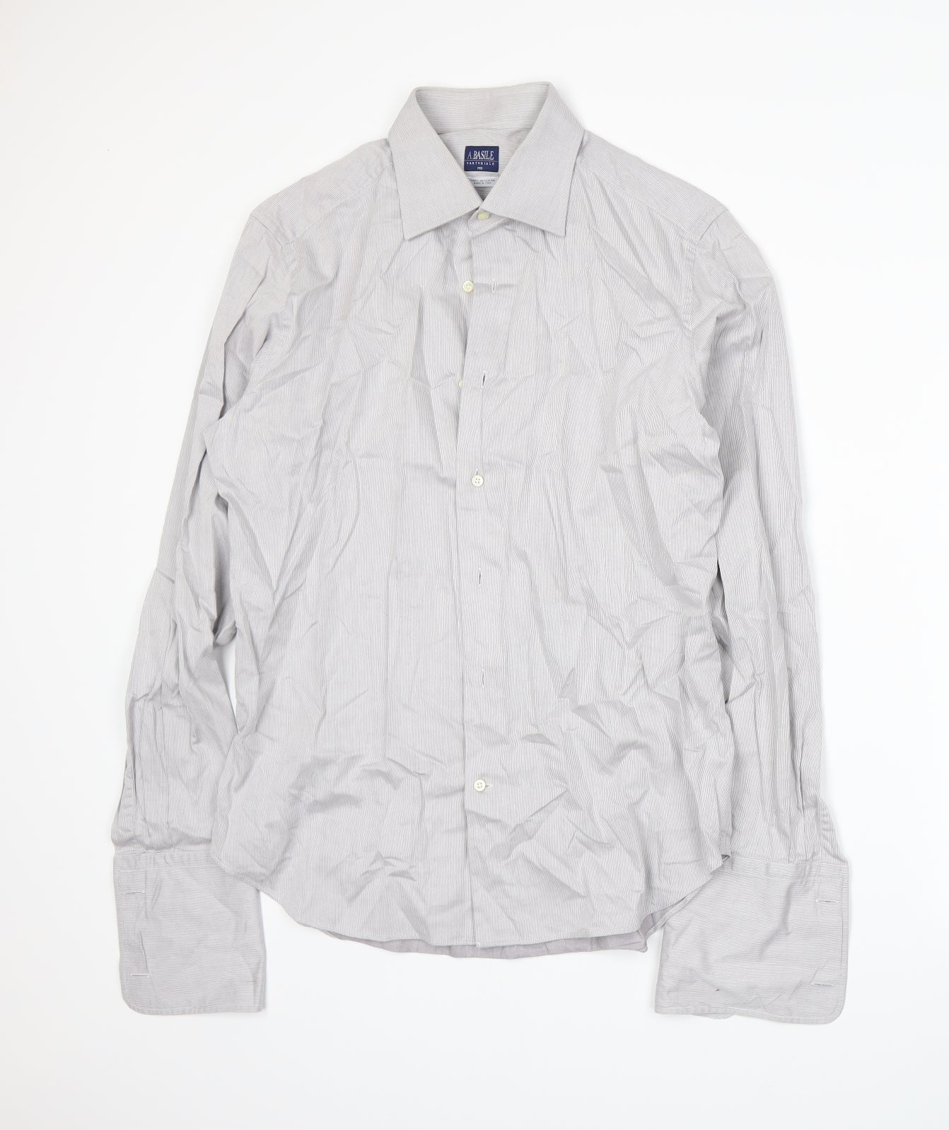 A. Basile Mens Beige    Dress Shirt Size 16