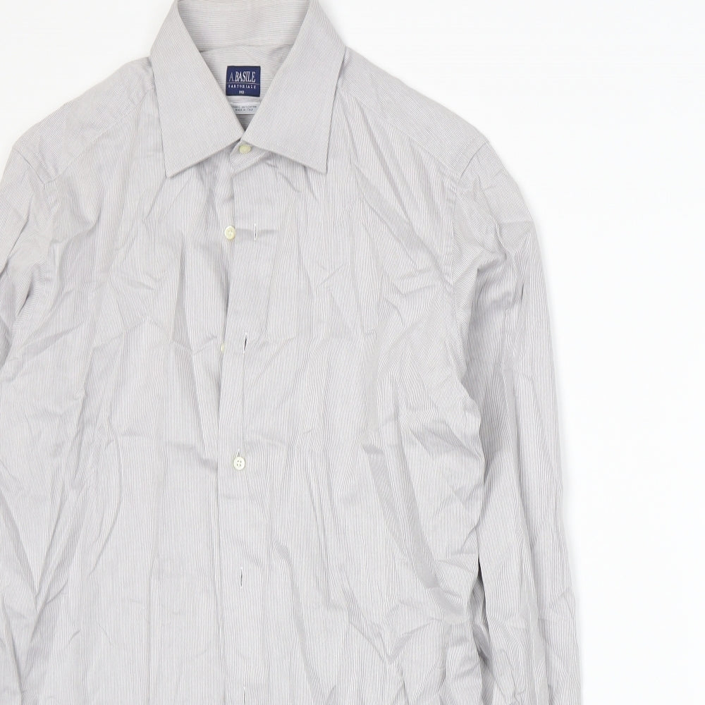 A. Basile Mens Beige    Dress Shirt Size 16