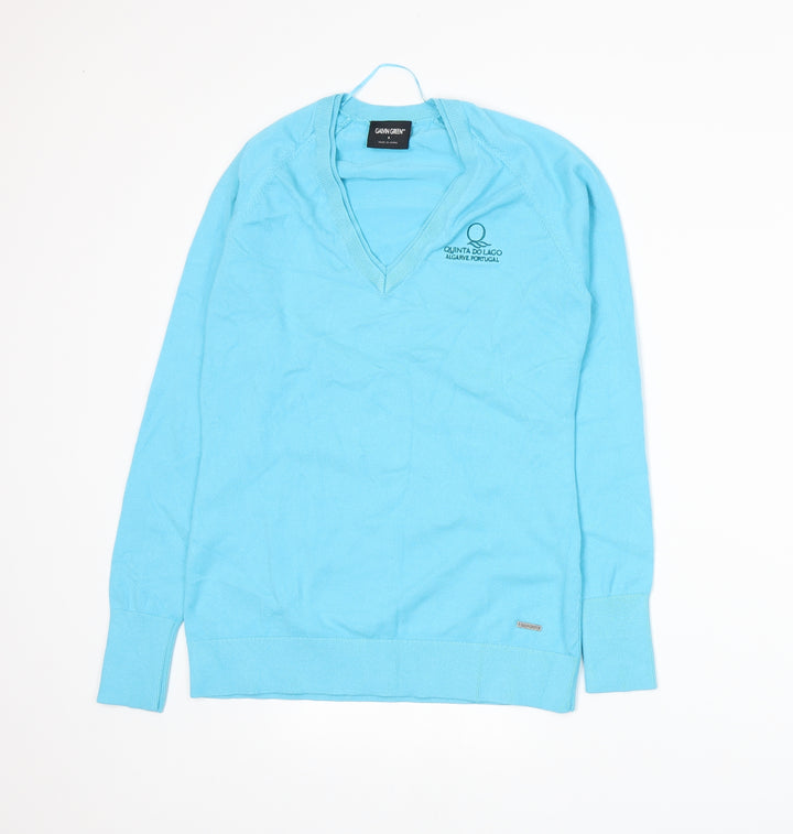 Galvin Green Womens Blue  Knit Pullover Jumper Size S