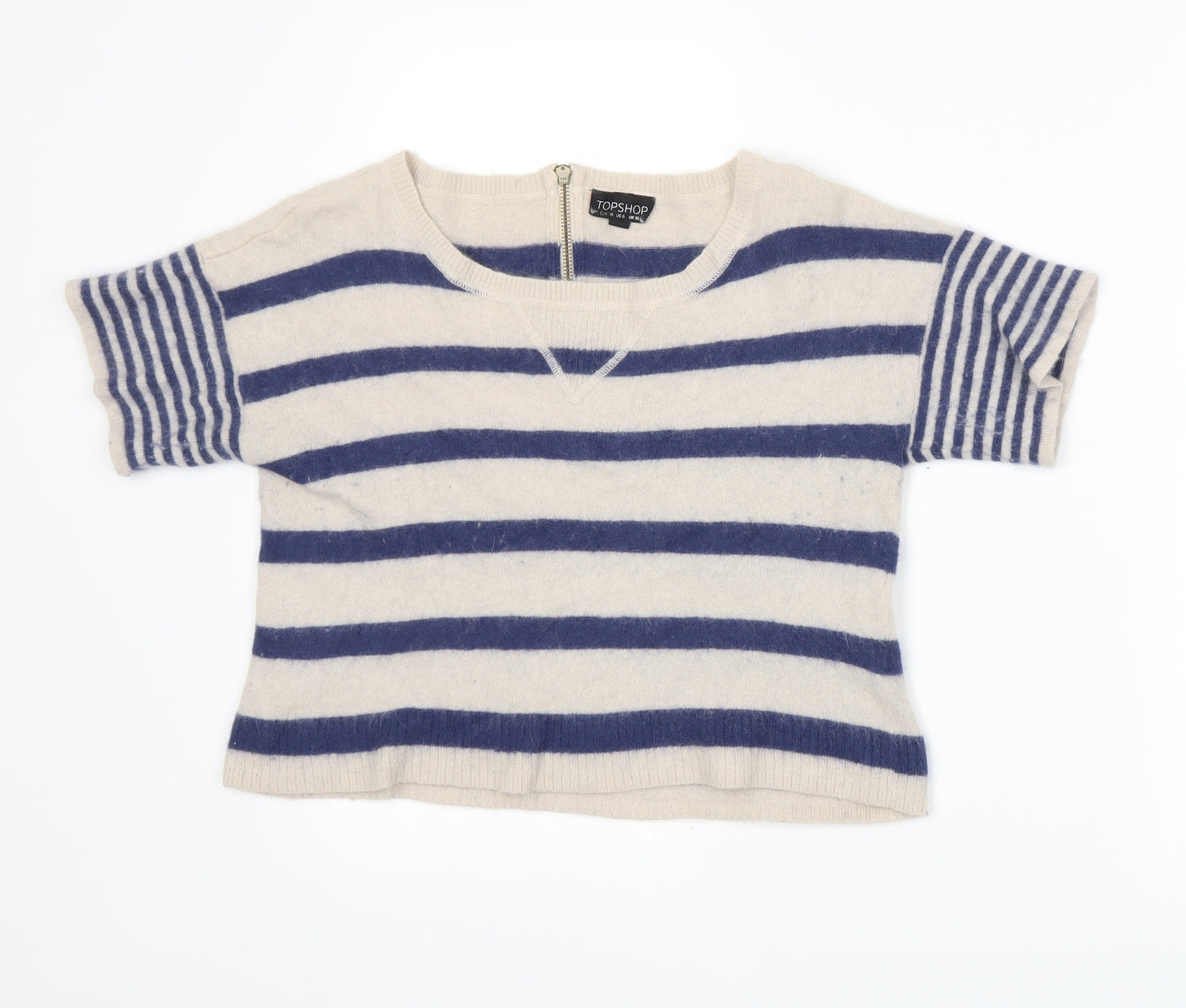 Topshop Womens Blue Striped Knit Pullover Jumper Size 10